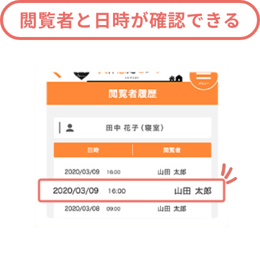閲覧者と日時が確認できる